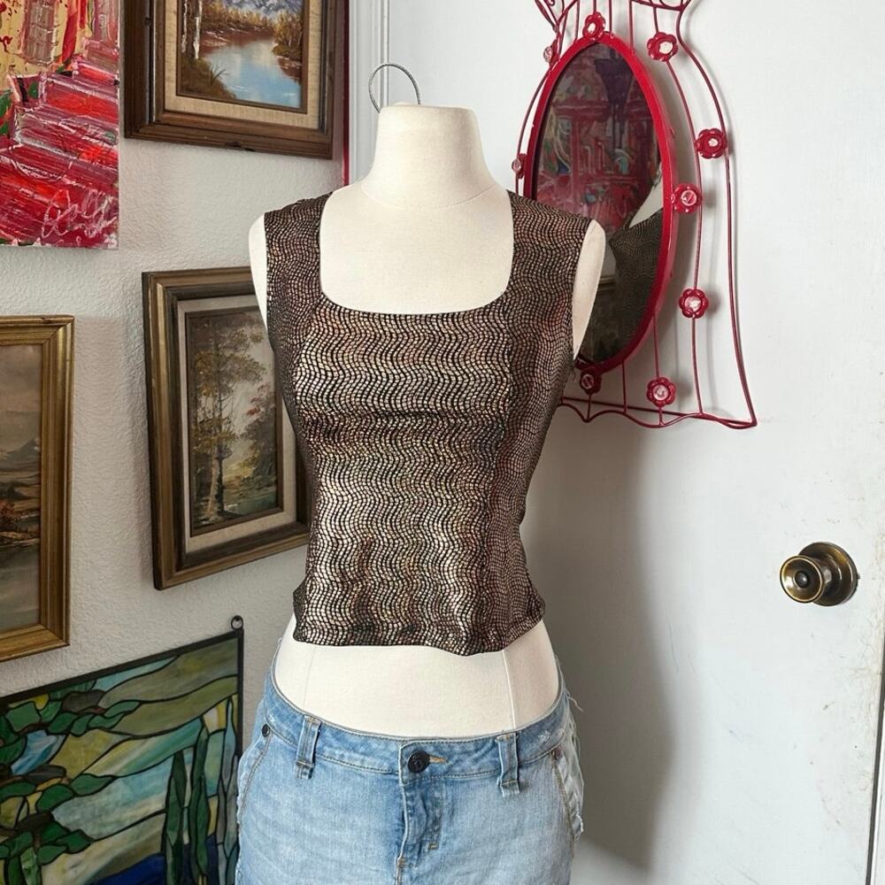 ps vintage y2k gold holographic tank top